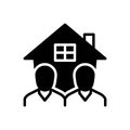 Black solid icon for Roommate, lodger and resident