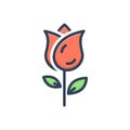 Color illustration icon for Rose, flower and bouquet Royalty Free Stock Photo