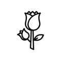 Black line icon for Rose, petals and rosa
