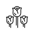 Black line icon for Roses, rosa and petals