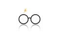 Icon of a round glasses, minimal potter style, isolated