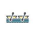 Color illustration icon for Row, rower and boat