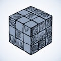 Icon of rubik's cube. Vector sketch