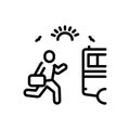 Black line icon for Run, hurrying and chase