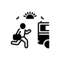 Black solid icon for Run, hurrying and passanger