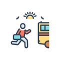 Color illustration icon for Run, hurrying and transport