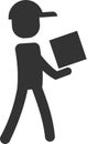 The icon of a running courier with a parcel.