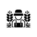 Black solid icon for Rural, country man and crops Royalty Free Stock Photo