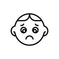 Black line icon for Sad, worried and sadness Royalty Free Stock Photo