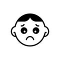 Black solid icon for Sad, worried and sadness