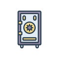 Color illustration icon for Safe, money and safebox