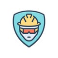 Color illustration icon for Safety, defense and worker