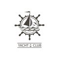 Yacht helm and waves icon