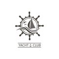 Yacht helm and waves icon