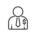 Black line icon for Salesperson, salesman and person