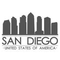 San Diego Skyline Silhouette Design City Vector Art