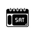 Black solid icon for Saturday, sat and calendar