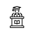 Black line icon for Scholar, learned and graduate