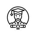 Black line icon for Scholars, degree and diploma Royalty Free Stock Photo