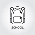 Icon school bag drawn in outline style on gray background Royalty Free Stock Photo