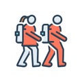 Color illustration icon for School Children, backpack and girl Royalty Free Stock Photo