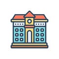 Color illustration icon for School, seminary and building