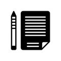 Black solid icon for Script, words and calligraphy Royalty Free Stock Photo