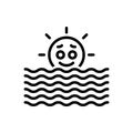 Black line icon for Sea, sun,  ocean and marine Royalty Free Stock Photo