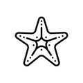 Black line icon for Sea Star, asterozoa and animal