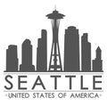 Seattle Skyline Silhouette Design City Vector Art Royalty Free Stock Photo