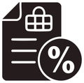 Icon of a secure document with a percentage symbol representing discounts and sales Royalty Free Stock Photo