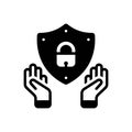 Black solid icon for Secure, protected and insurance
