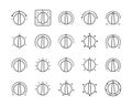 Icon Selector, Switch, Programmer. Power, Balance, Level, Heat-Cold mode selection. Set of vector icons in simple style