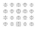 Icon Selector, Switch, Programmer. Power, Balance, Level, Heat-Cold mode selection. Set of vector icons in simple style