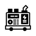 Icon Semi Solid portable generator diesel engine power source. Solid Black icon concept