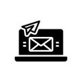 Black solid icon for Sends, message and mail Royalty Free Stock Photo