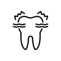 Black line icon for Sensitive, teeth and dental