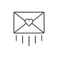 Icon of a sent letter mail envelope with a heart shape. Love message design symbol. Thin outline style vector illustration Royalty Free Stock Photo