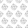 Icon of a sent letter mail envelope with a heart shape. Love message design symbol. Vector seamless pattern Royalty Free Stock Photo