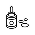 Black line icon for Serum, dropper and hygiene