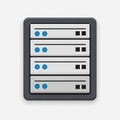 An icon of a server rack depicting four silver units stacked vertically. Each unit features Royalty Free Stock Photo
