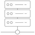 Icon of a server stack with three connected rectangular units Royalty Free Stock Photo