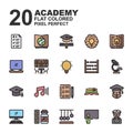 Icon Set of Academy. Line Color icons vector. Can use for web, app and more. Editable stroke and pixel perfect