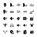 Icon set of acoustics and sound in flat style. Vector symbols Royalty Free Stock Photo