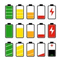 Icon set of battery level indicators Royalty Free Stock Photo