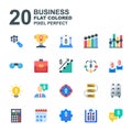 Icon Set of Business. Flat colored style icon vector. Editable Stroke and Pixel perfect