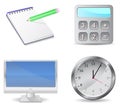 Icon set calculator monitor notepad clock Royalty Free Stock Photo