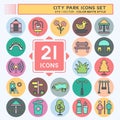 Icon Set City Park. suitable for Building symbol. color mate style. simple design editable. design template vector. simple Royalty Free Stock Photo