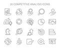 Icon set for competitive analysis. Essential visual tools for market research.