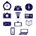 Icon set consisting of elements of communication and information